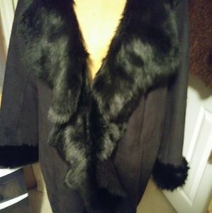 Women's faux black fur coat